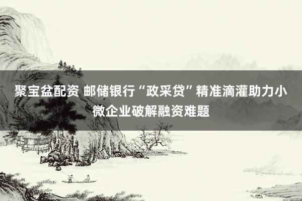 聚宝盆配资 邮储银行“政采贷”精准滴灌助力小微企业破解融资难题